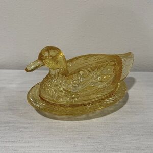 1930'S Tiffin Glass Nesting Duck Candy Dish